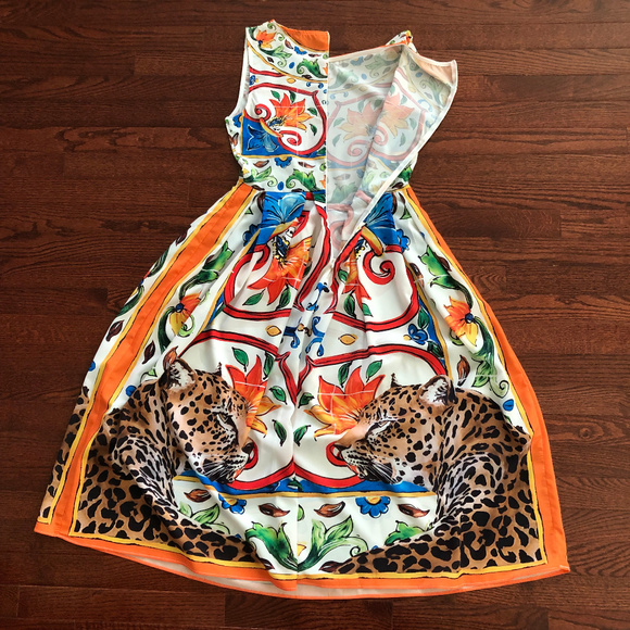 COLORFUL CASUAL SUMMER DRESS ( Orange ) - Picture 3 of 5